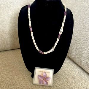 Fresh Water Pearl Necklace with Matching Brooch From Hawaii